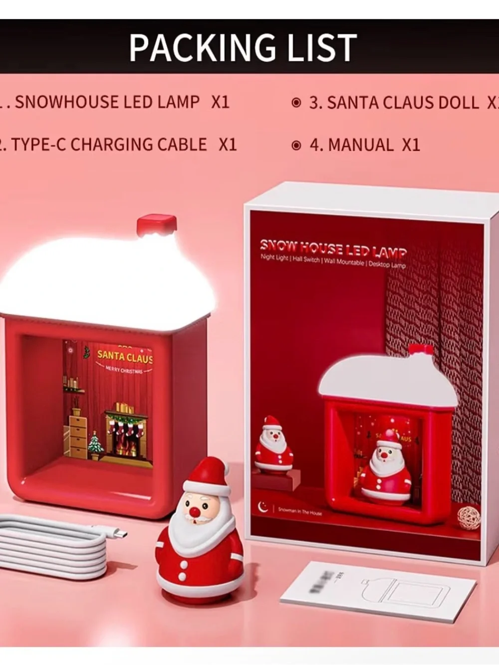 Snow House LED Lamp - 3D Santa Holiday Night Light
